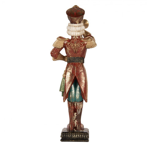 Statuetta Decorativa Natalizia Schiaccianoci Musicista con Tromba - Clayre & Eef, 14x15x40 cm