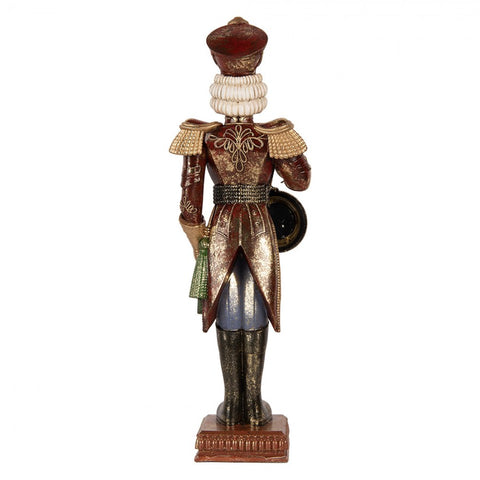Statuetta Decorativa Natalizia Schiaccianoci con Orologio - Clayre & Eef, 15x11x45 cm
