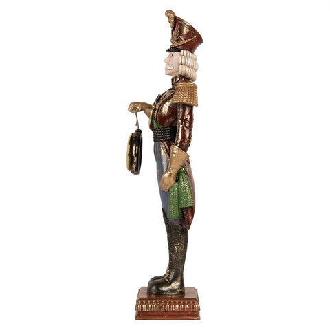 Statuetta Decorativa Natalizia Schiaccianoci con Orologio - Clayre & Eef, 15x11x45 cm