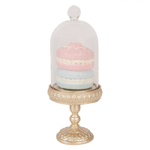 Macarons decorativi sotto campana Ø 7x17 cm rosa e azzurro con base oro Clayre & Eef