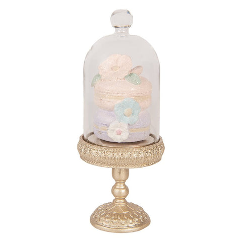 Macarons decorativi sotto campana Ø 7x17 cm con alzata oro Clayre & Eef
