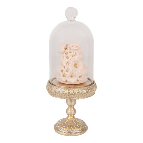 Macaron decorativo sotto campana Ø 7x17 cm con alzata oro Clayre & Eef