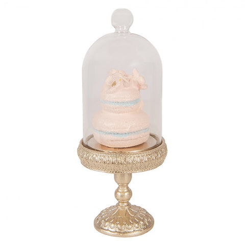 Macaron decorativo sotto campana Ø 7x17 cm con alzata oro Clayre & Eef