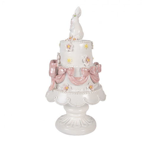 Torta decorativa bianca con coniglietto Ø 15x29 cm Clayre & Eef
