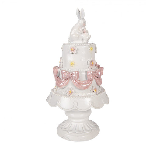 Torta decorativa bianca con coniglietto Ø 15x29 cm Clayre & Eef
