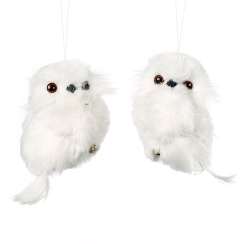 Decorazione Gufo Bianco in Pelliccia Sintetica – Goodwill – 11 cm – 2 Varianti