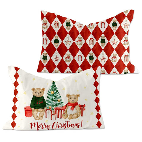 Set 2 Federe Natalizie Digitali Teddy – 100% Cotone, Stampa Digitale Reattiva, 52x82 cm