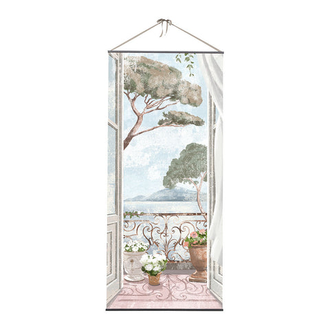 Tela Trompe-l'œil Balcone Mediterraneo – Mathilde M, 90x200cm