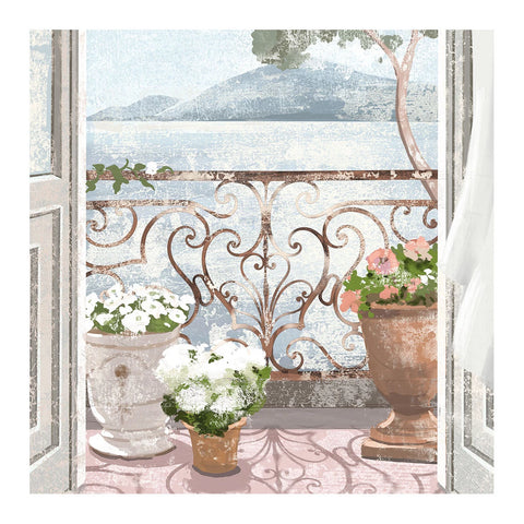 Tela Trompe-l'œil Balcone Mediterraneo – Mathilde M, 90x200cm