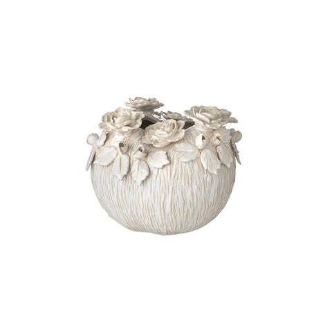 Vaso Bombato con Rose in Ceramica L'Arte di Nacchi - 26x20x26 cm
