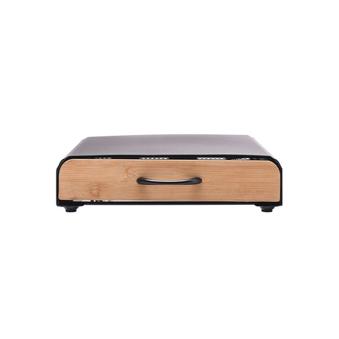 Porta Capsule Caffè con Cassetto Bamboo Essentials Metallo e Bambù 60 Posti – Estia Home, 39x26,5x6cm