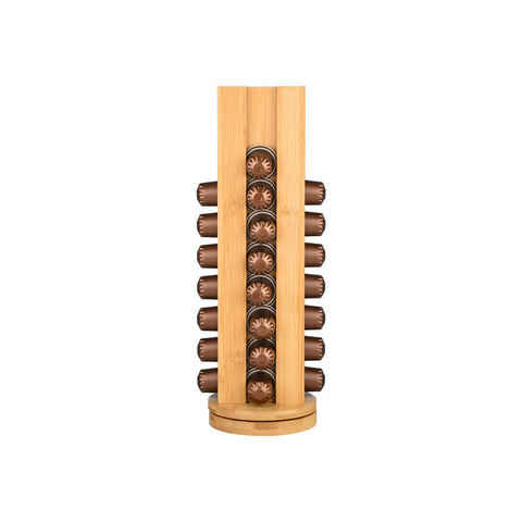 Porta Capsule Caffè Girevole Bamboo Essentials in Bambù 36 Posti – Estia Home, 11x11x34cm