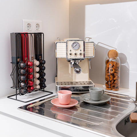 Porta Capsule Caffè Espresso Double Side in Metallo Nero – Estia Home, 33x14x21,5cm