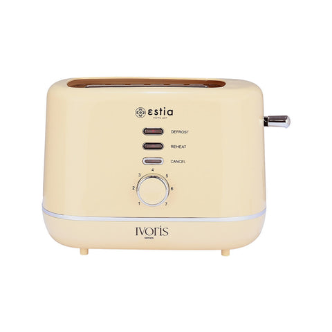 Tostapane 2 Fette Retrò Ivoris Crema 7 Livelli 850W – Estia Home, 28,2x18,4x19cm
