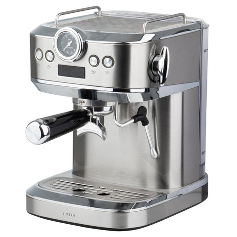 Macchina per Caffè Espresso Retrò Inoxsense in Acciaio Inox 1,3L 20 bar 1360W – Estia Home, 22x29,2x28,8cm