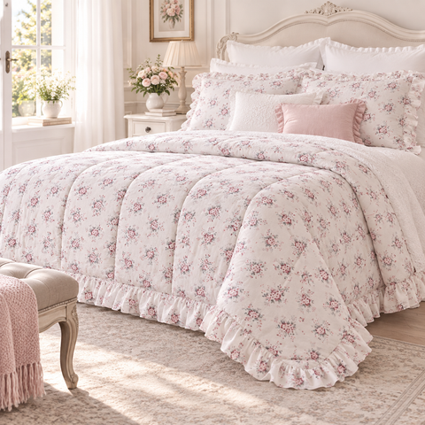 Trapunta Matrimoniale Floreale con Gala 7 cm 460 GSM – Sogni in Fiore by Blanc Mariclò, 250x250 cm