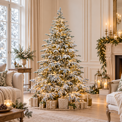 Albero di Natale Innevato con Luci LED – PE+PVC Real Touch, H.180/210/240 cm