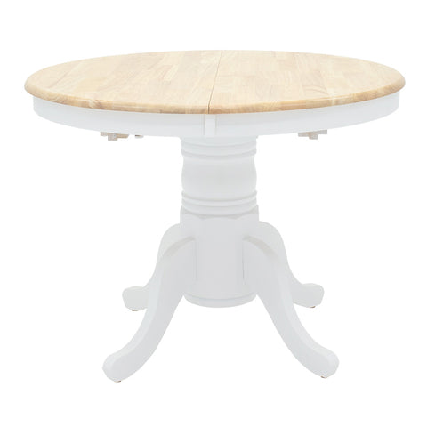 Tavolo Allungabile Rotondo Lars in Legno e MDF Bianco-Naturale Ø100 cm (+38 cm) – Tavolo da Pranzo Elegante e Funzionale