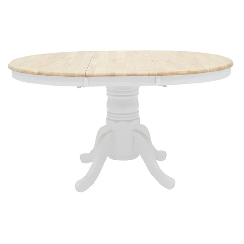 Tavolo Allungabile Rotondo Lars in Legno e MDF Bianco-Naturale Ø100 cm (+38 cm) – Tavolo da Pranzo Elegante e Funzionale