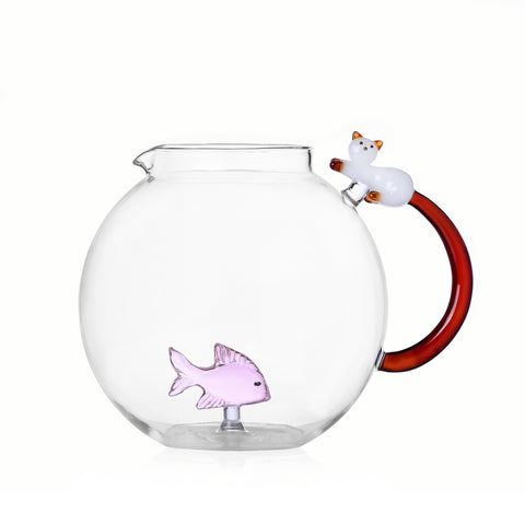 Tabby Cat Carafe With Fish