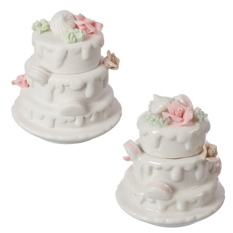 Tortina Contenitore in Ceramica Decorata – Modello Shabby Chic Ø8×H8 cm (Varianti Lucida / Opaca)