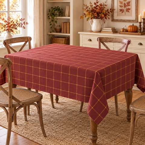 Tovaglia Rettangolare "Autumn" in Cotone – Bosco Ambrato Collection by Blanc MariClò, 140x180cm