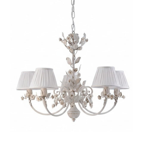 Lampadario Shabby Chic "Incanto di Rose" - LS 168/5 P - ø 75 h 55