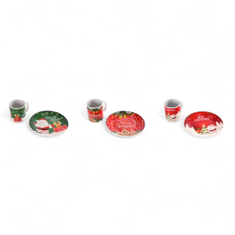 Set Tazza Mug con Piatto Decorativo in Ceramica Natalizia – 3 Decori Merry Christmas