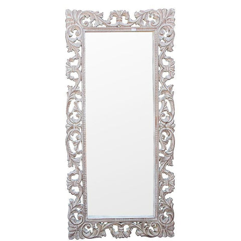 Specchio da Parete Grande Shabby Chic in Legno di Mango - 90x180 cm