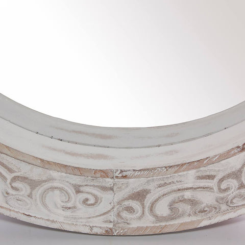 Specchio Ovale Shabby Chic in Legno di Abete Sbiancato - 65x7x95 cm