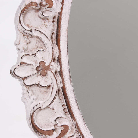 Specchio Ovale in Legno di Abete Shabby Chic - 32x42h cm