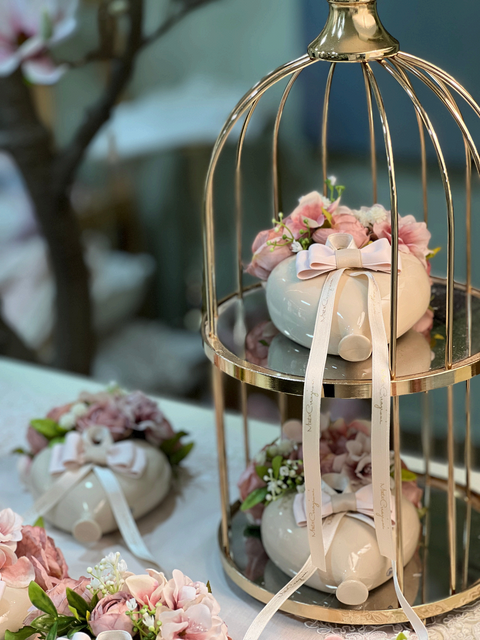 Cuori Vale in Ceramica Decorati con Fiori e Fiocco o Scritta | Mata Creazioni