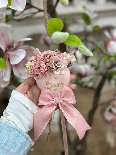 Cuori Vale in Ceramica Decorati con Fiori e Fiocco o Scritta | Mata Creazioni