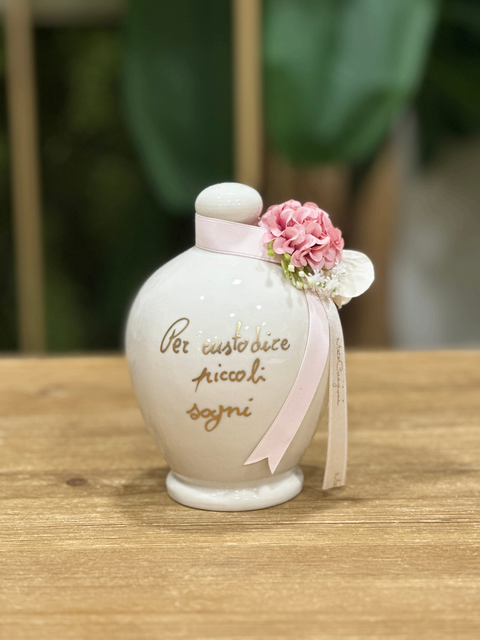 Custode di Sogni in Ceramica Artigianale H.14 cm con Decorazioni e Frase – MataCreazioni