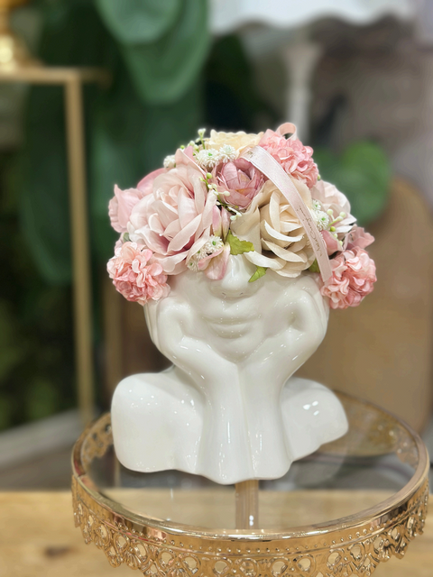 Mezzo Busto in Ceramica con Decorazione Floreale “Sogno Fiorito” - Mata Creazioni