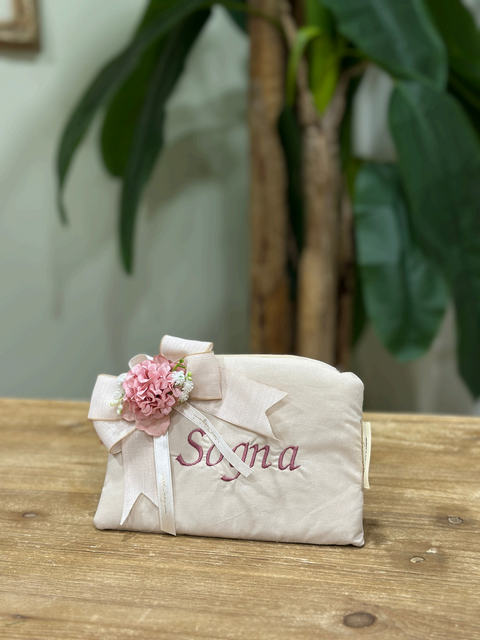 Pochette in Cotone con Ricamo Personalizzato e Frasi - Mata Creazioni