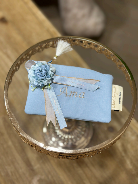 Porta Monete Artigianale in Lino o Cotone con Ricamo Personalizzabile - Mata Creazioni