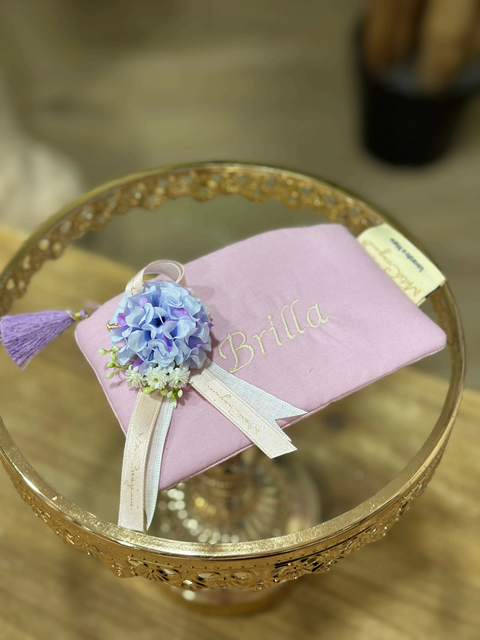 Porta Monete Artigianale in Lino o Cotone con Ricamo Personalizzabile - Mata Creazioni