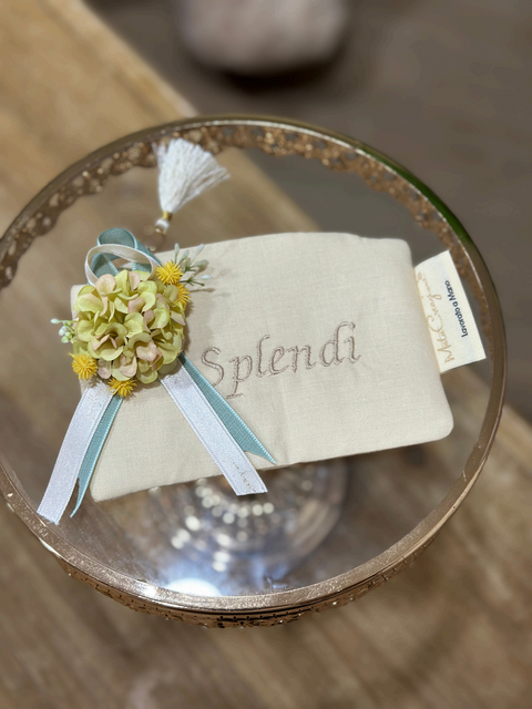 Porta Monete Artigianale in Lino o Cotone con Ricamo Personalizzabile - Mata Creazioni