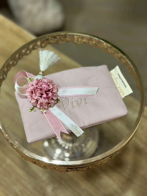 Porta Monete Artigianale in Lino o Cotone con Ricamo Personalizzabile - Mata Creazioni