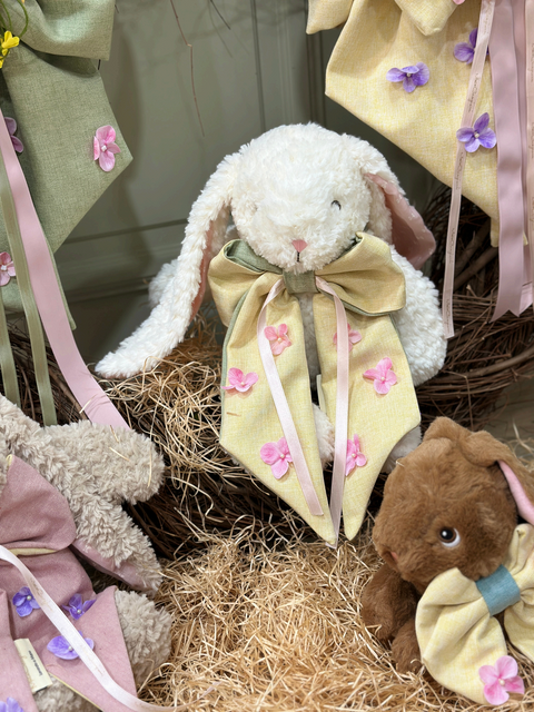 Bunny Petaloso con Fiocco Bicolor - Mata Creazioni