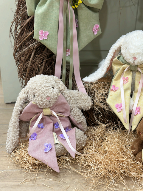 Bunny Petaloso con Fiocco Bicolor - Mata Creazioni