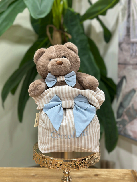 Peluche Orsetto in Sacca a Righe Personalizzabile | Regalo Nascita Shabby Chic MataCreazioni