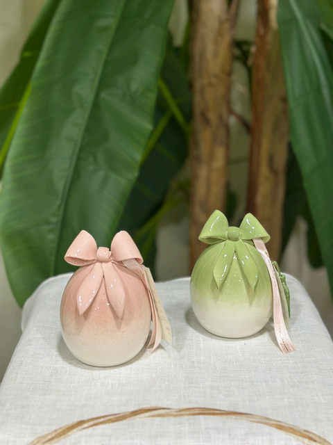 Uovo Pasquale in Ceramica Sfumata con Fiocco - Mata Creazioni