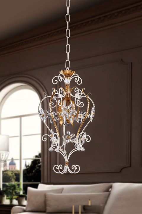 Lampadario Shabby Chic "Lanterna di Cristallo" - ING 159/C - ø 35 H 49