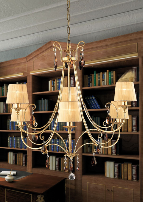 Lampadario Shabby Chic "Incanto d'Ambra" - LS 145/6 - ø 85 H 79