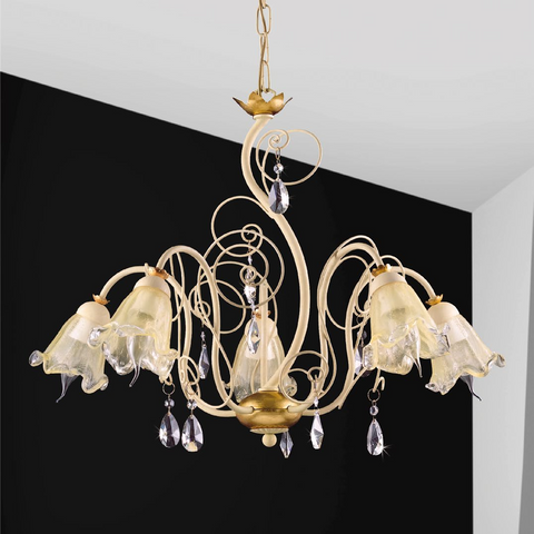 Lampadario Shabby Chic "Danza dei Gigli" - LS 156/5 - ø 65 H 51