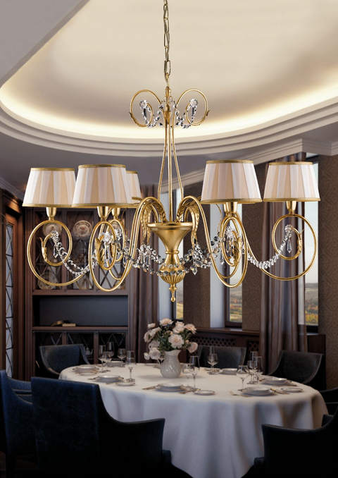 Lampadario Shabby Chic "Sogno di Neve" con 6 luci - LS 125/6 - ø 84 H 65