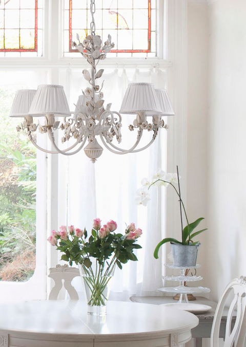 Lampadario Shabby Chic "Incanto di Rose" - LS 168/5 P - ø 75 h 55