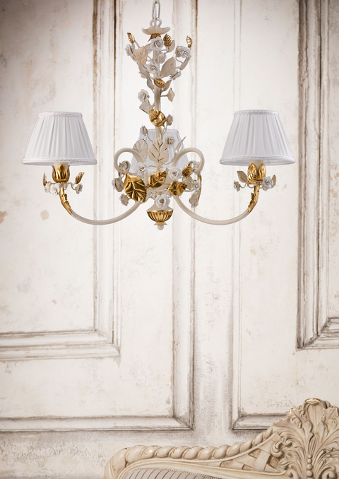Lampadario Shabby Chic "Incanto di Rose" - LS 168/3 P - ø 68 h 50